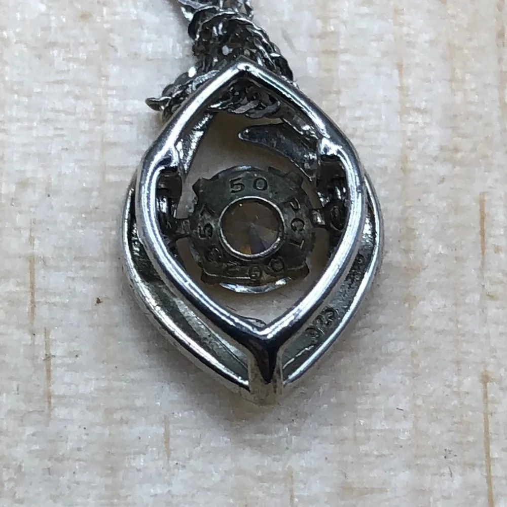 Vintage PCT Swivel Sterling Silver  925 Necklace CZ Pendant Fine Jewelry Classic